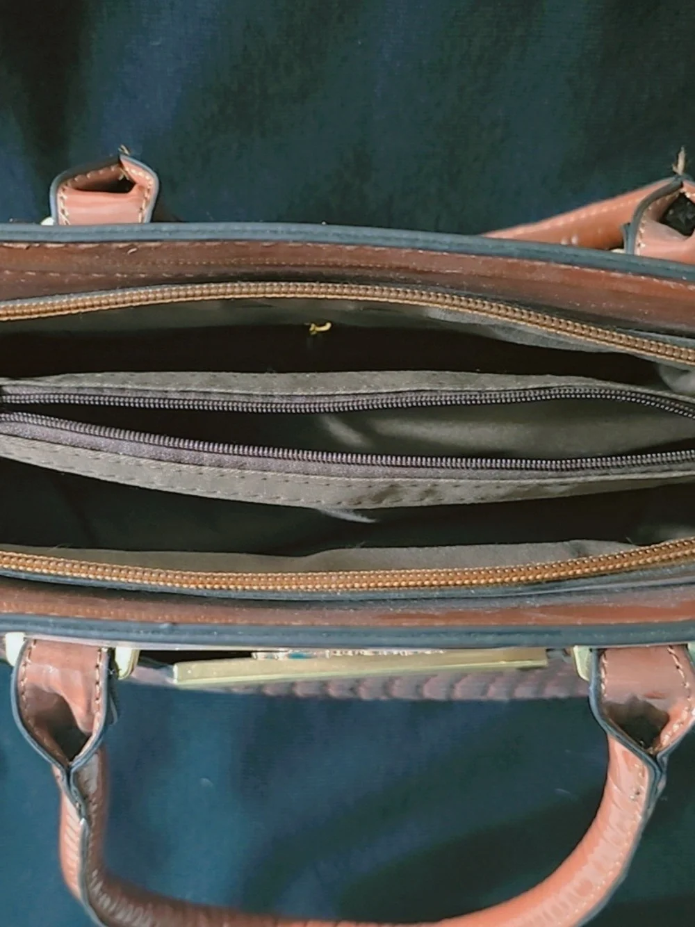 Brown Structured Satchel Bag with Matching Wallet